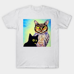 A Cat and An Owl Funny Pet Owner T-Shirt